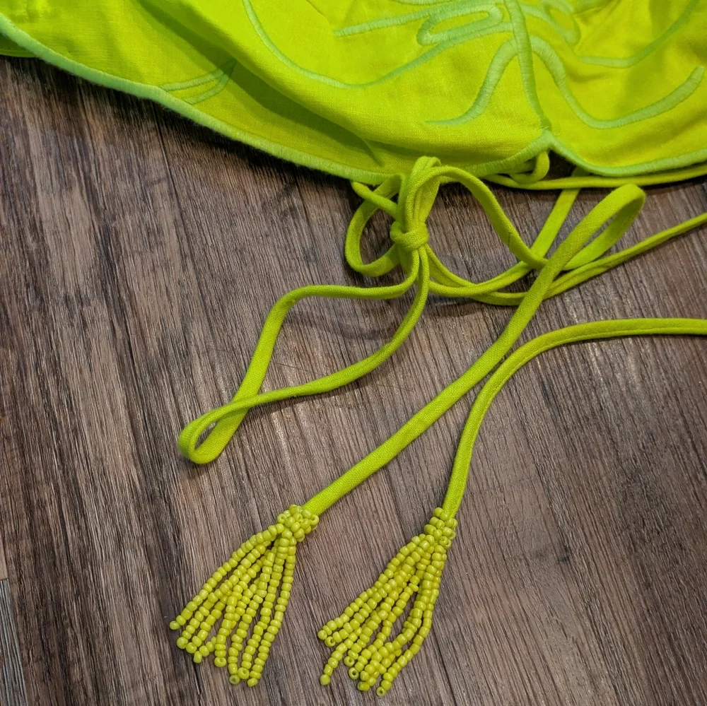 NWT Farm Rio Lime Green Monstera Midi Linen Viscose Blend Dress Size Medium - Picture 5 of 14